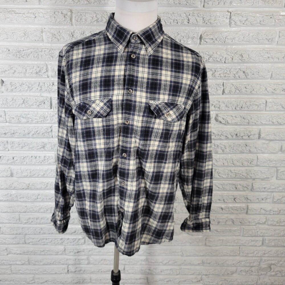 Field Stream Mens 1871 Shirt XXL Long Sleeve Blue Plaid Light Flannel PLA21E